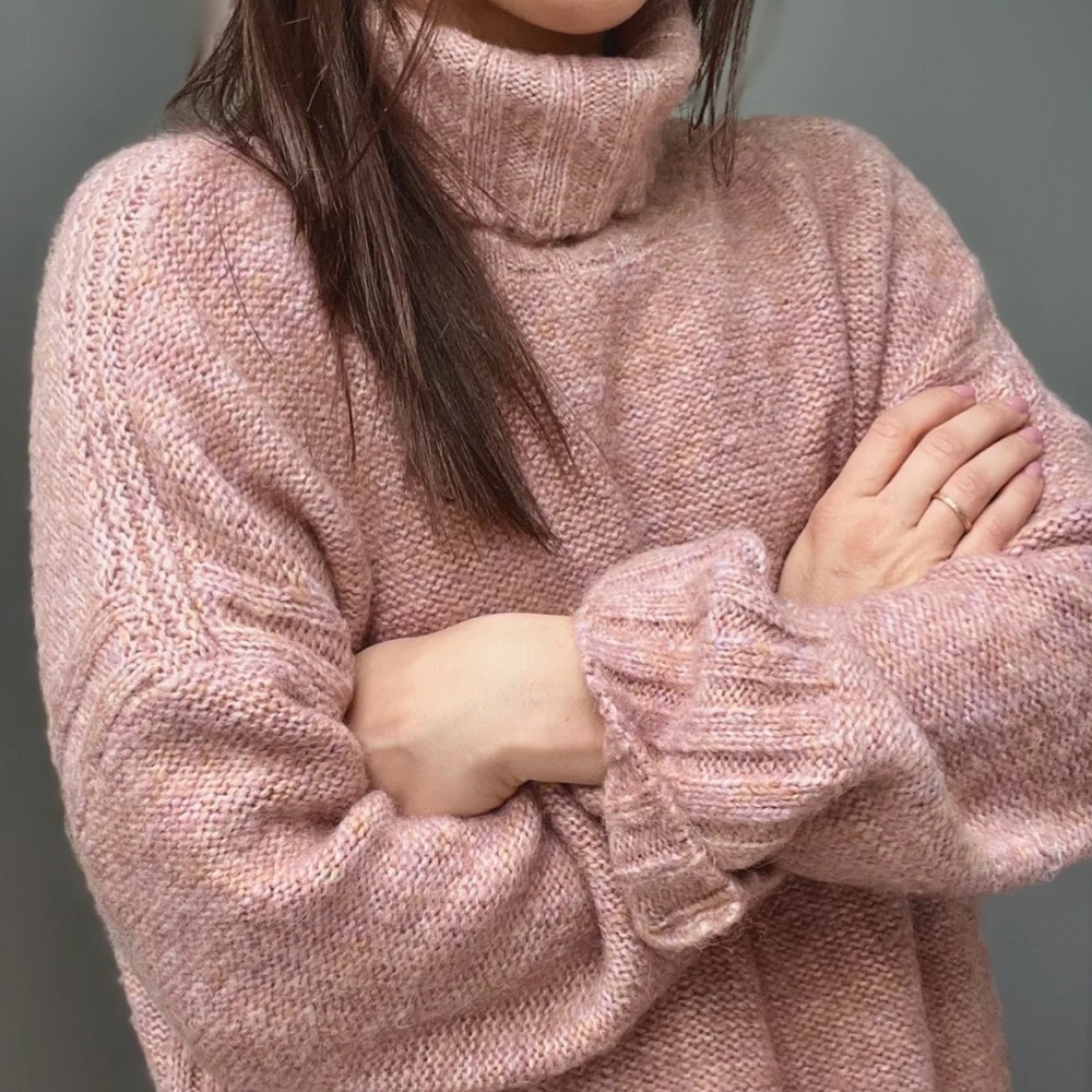 Philosophy Heathered Pale Pink Cowl Neck Sweater